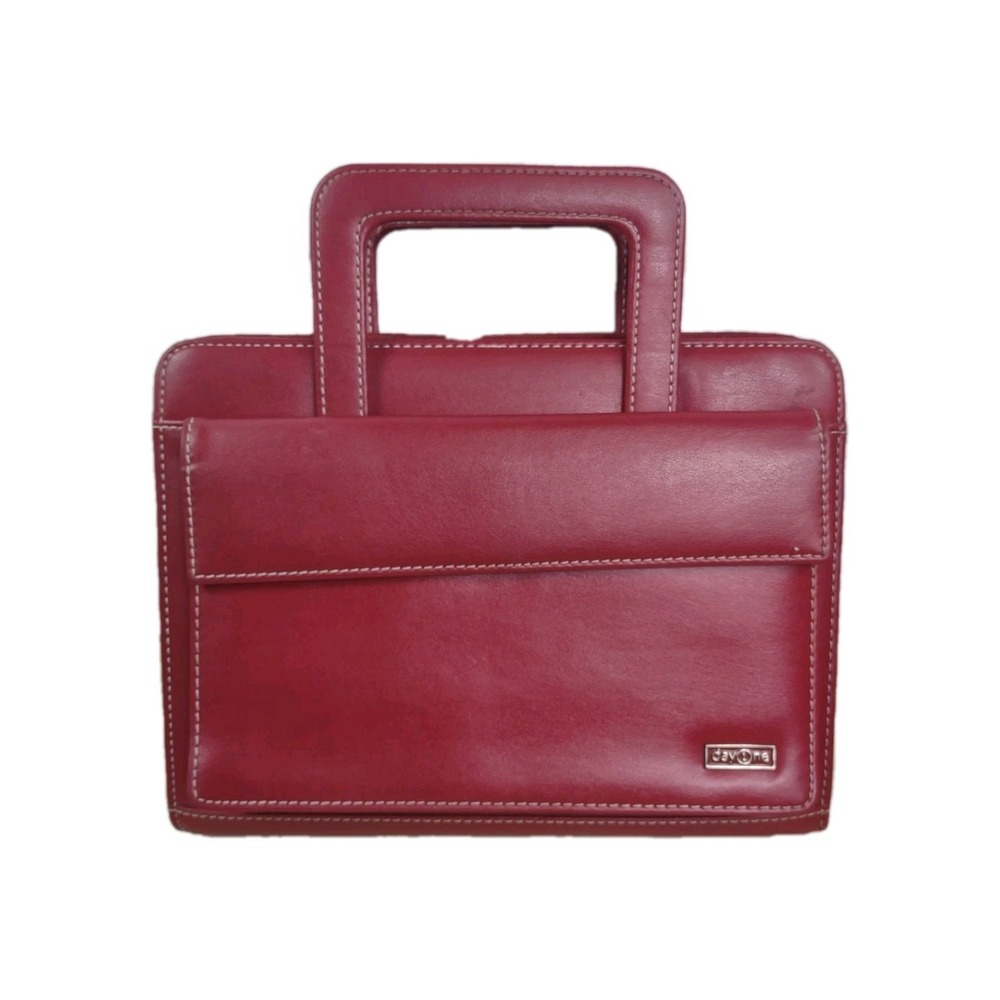 Franklin Covey Day One Planner Binder Red Retractable Handles Faux Leather *SEE